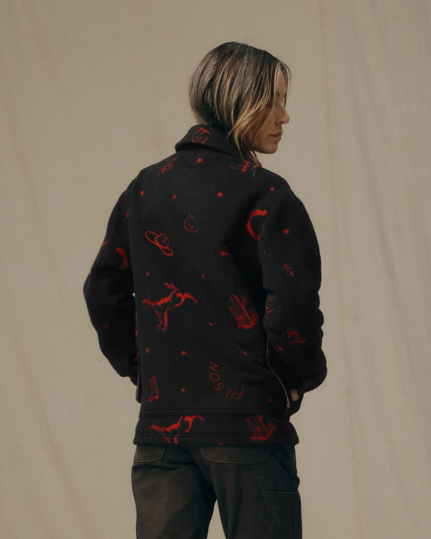 Damen-Jacquard-Woll-Cruiser-Jacke