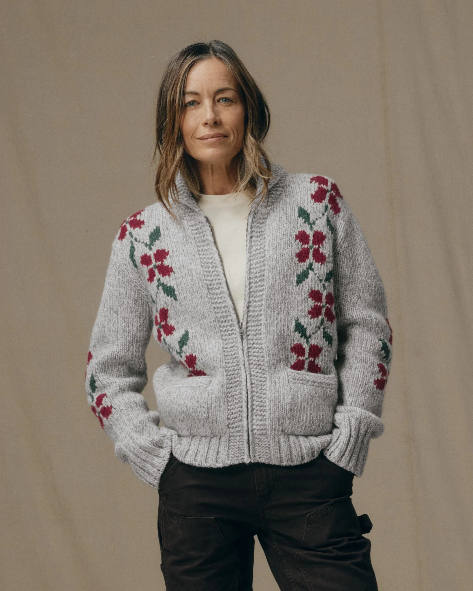 Damen Zipper-Wollpullover