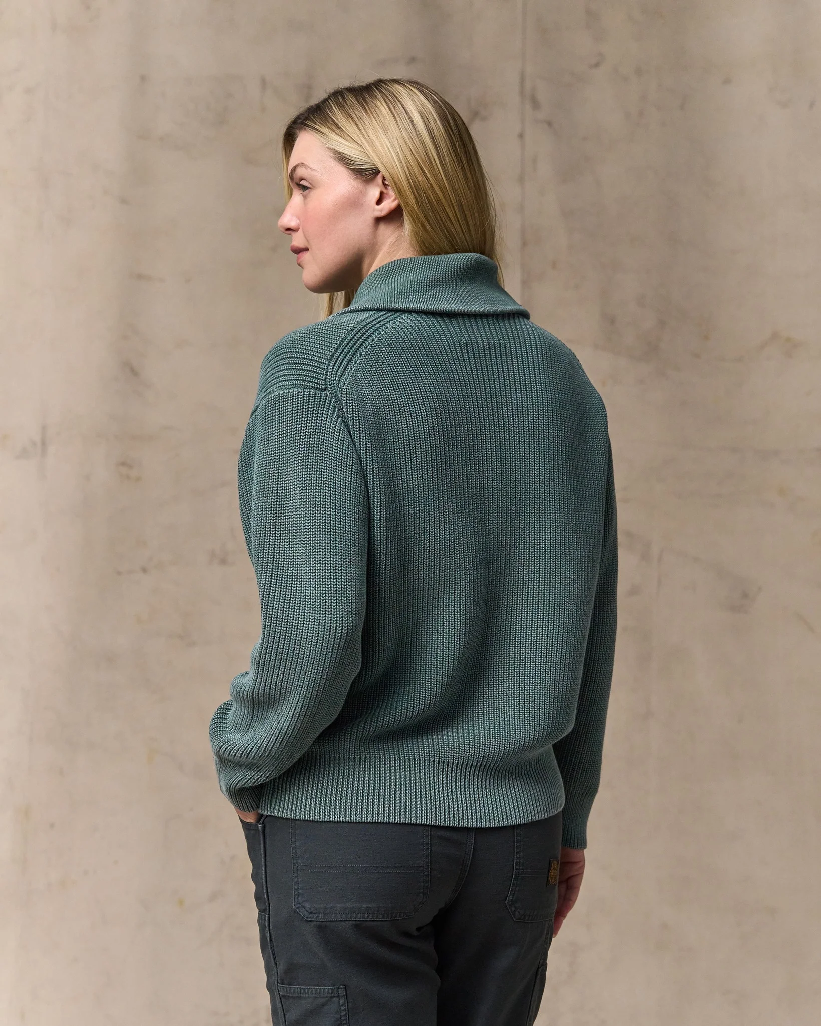 Damen-Cotton-Schalhals-Cardigan