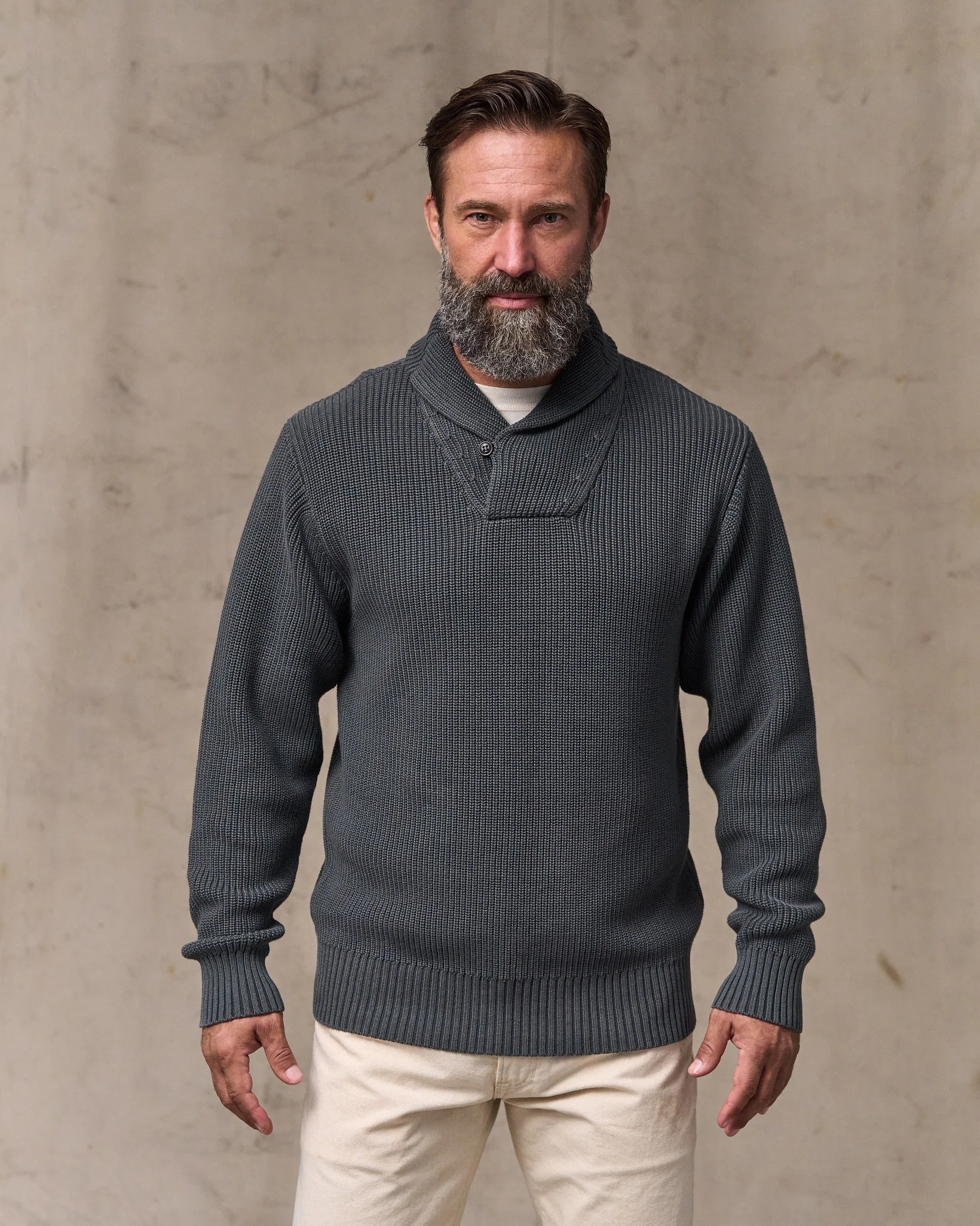 Vintage Baumwoll-Schal-Hals-Pullover