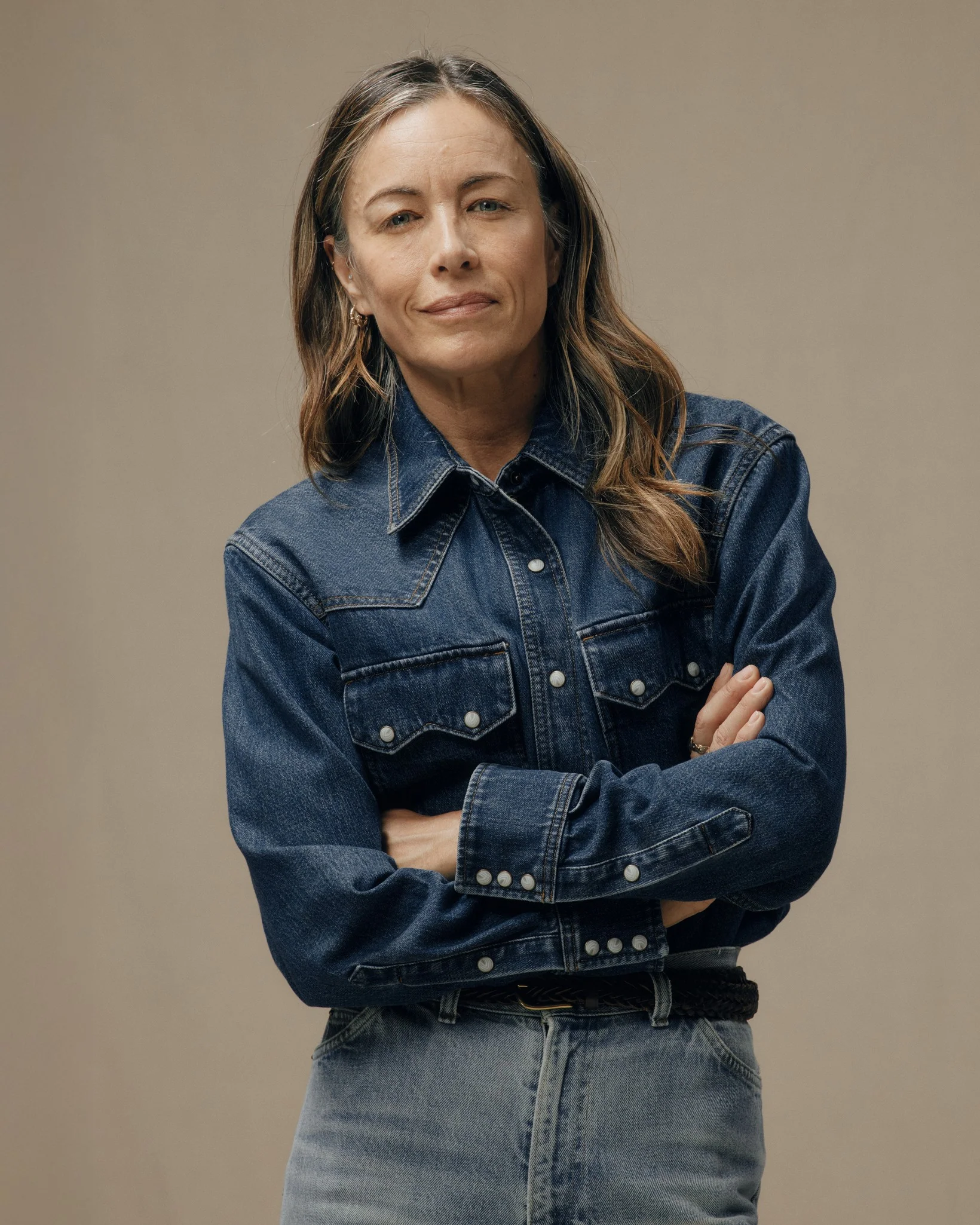 Damen-Denim-Westernhemd
