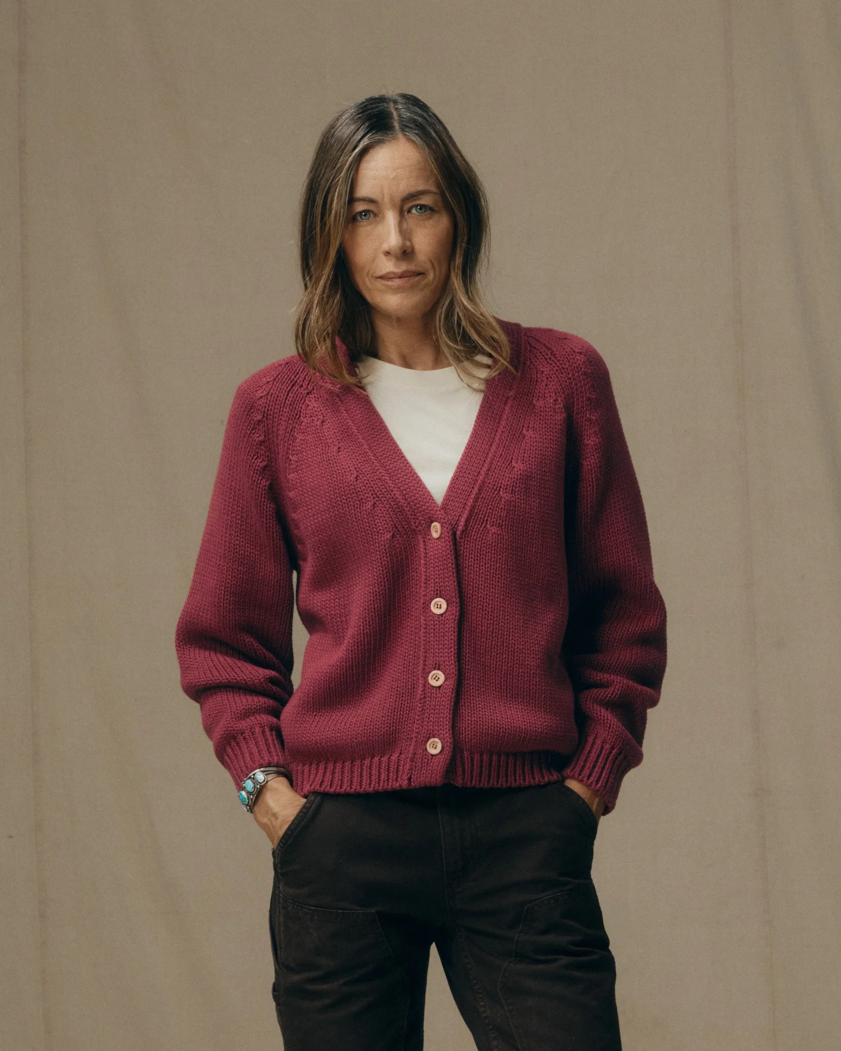 Damen-Cardigan aus rustikalem Baumwollstoff