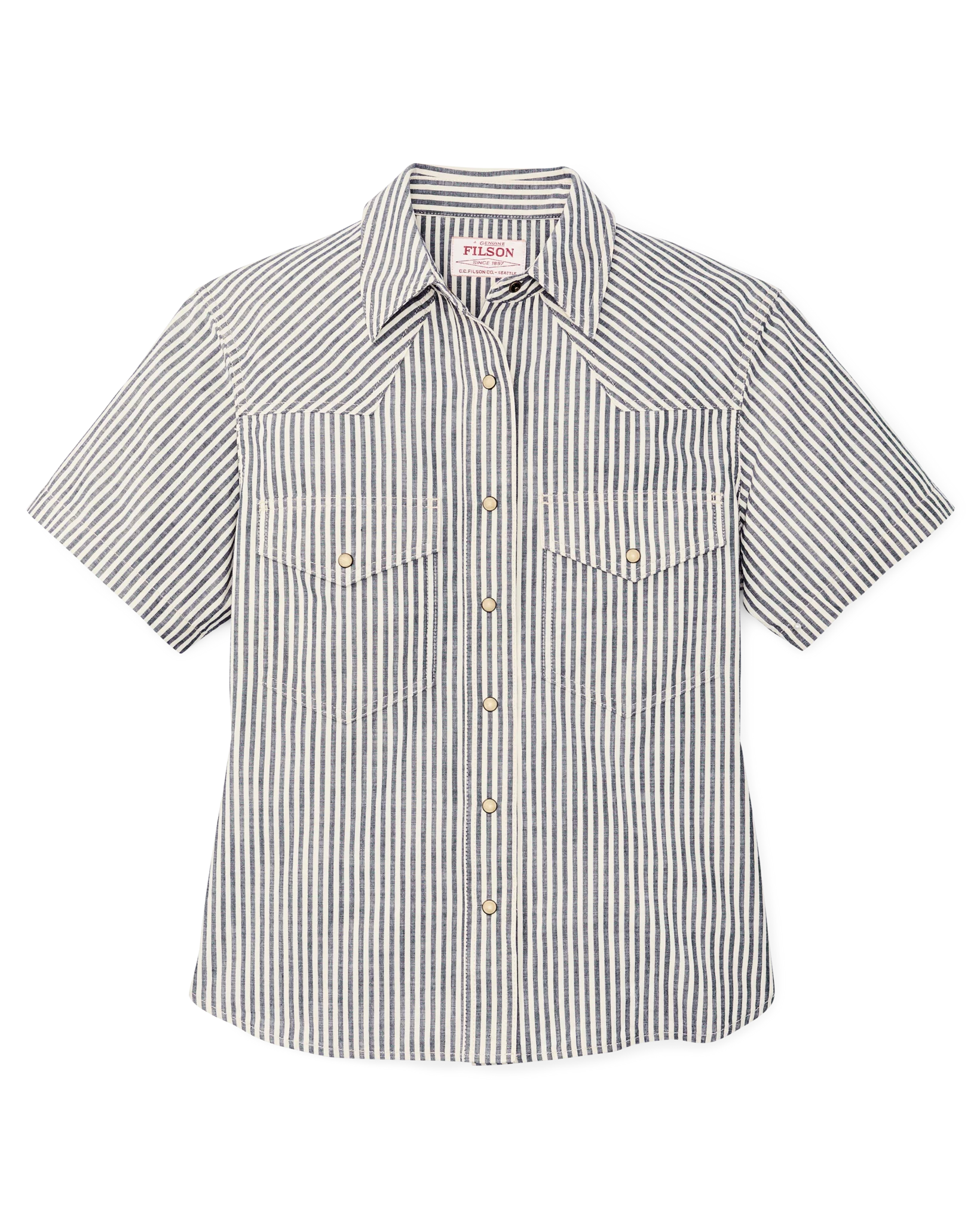 Damen-Shirt mit kurzen Ärmeln aus Chambray im Western-Stil