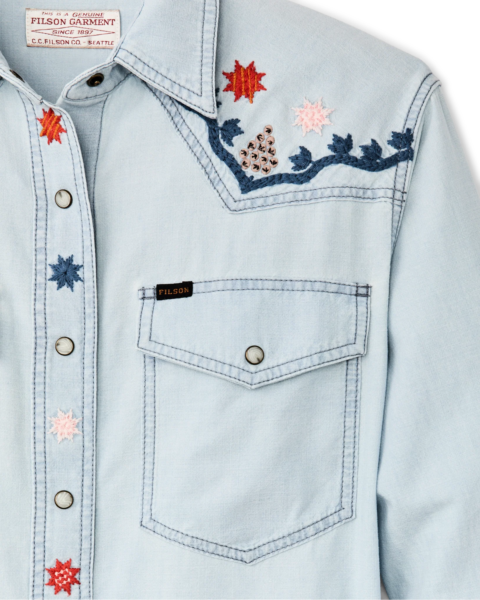 Damen besticktes Westernhemd