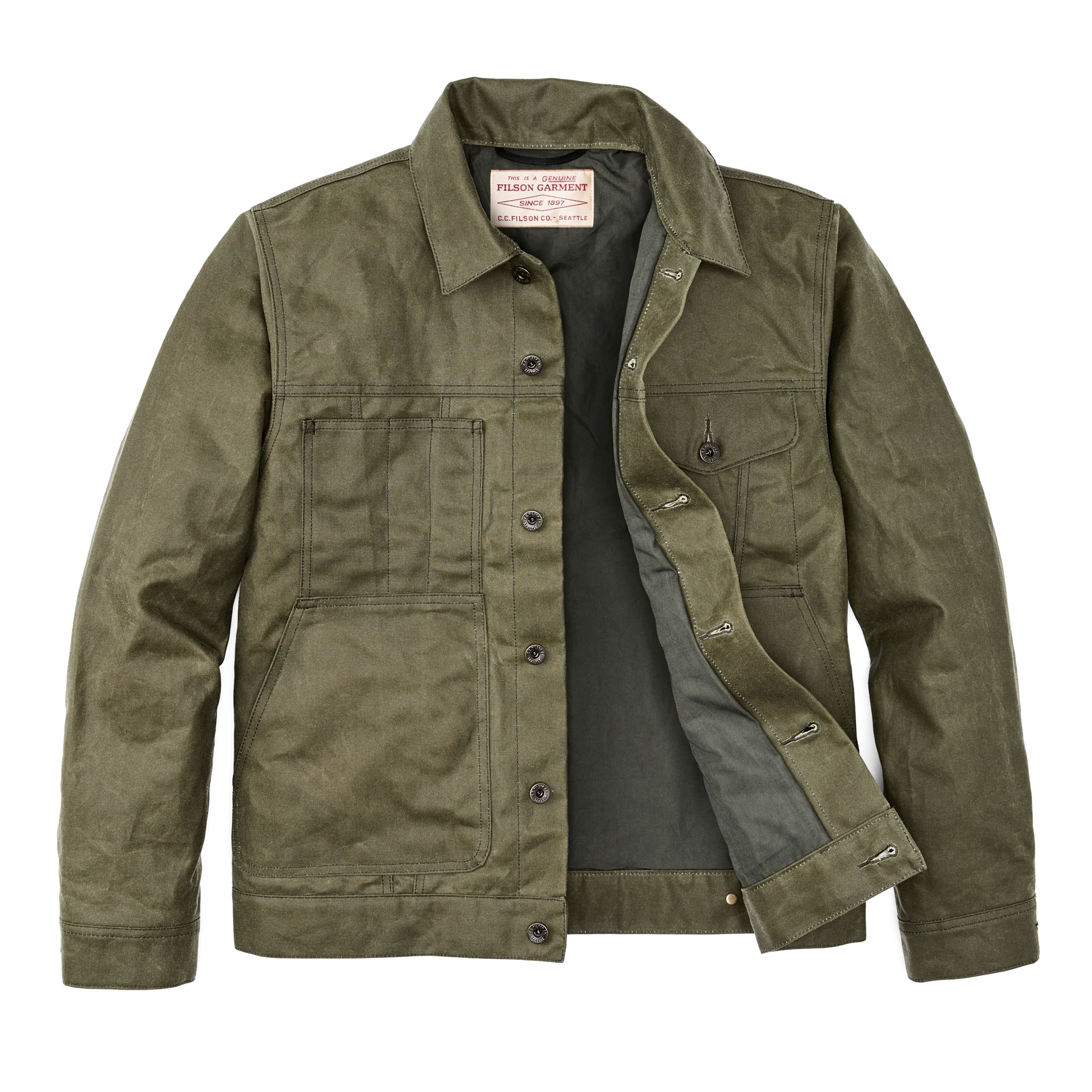 Kurze, innenliegende Cruiser-Jacke aus Zinnstoff