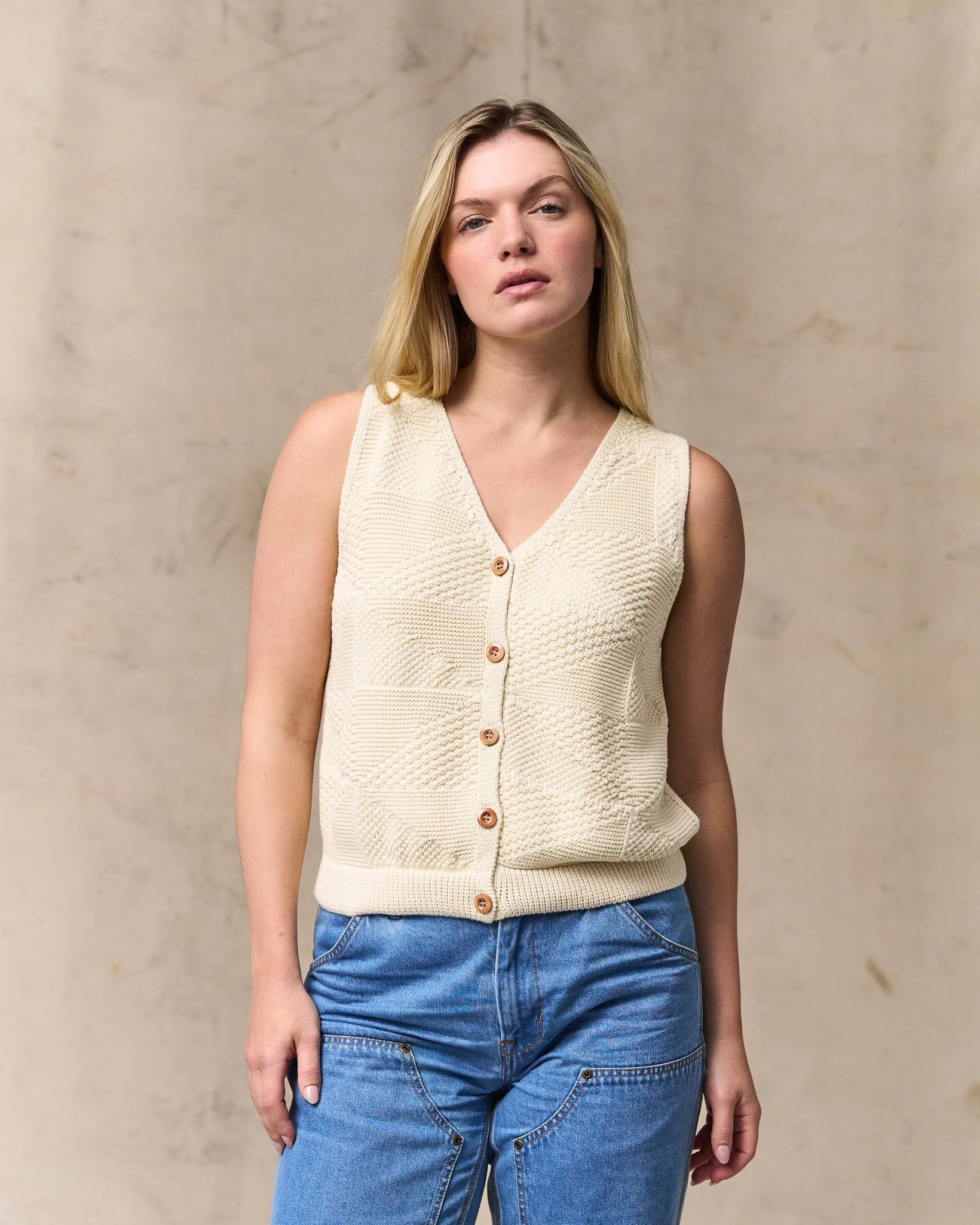 Damen-Strickweste aus Baumwolle